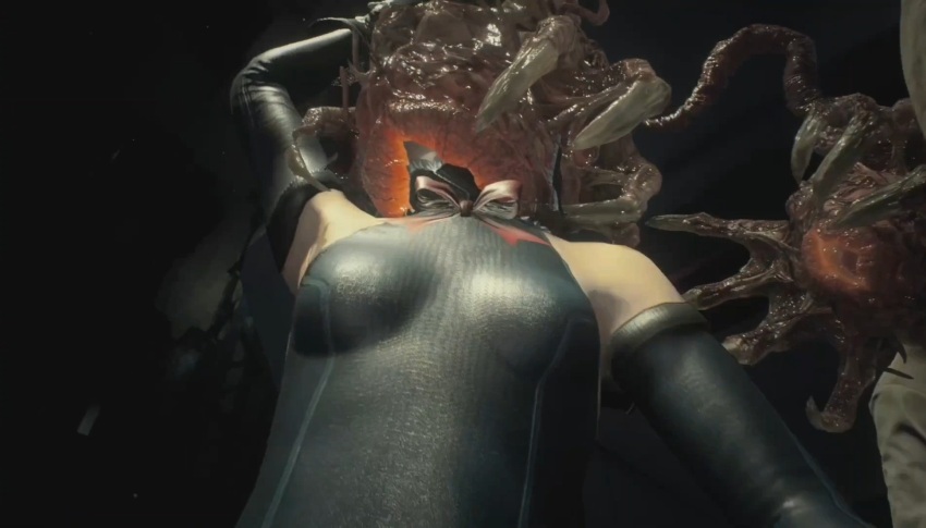 3d armpits arms_above_head bare_shoulders bow bow_tie corruption dead_or_alive dead_source femsub marie_rose nemesis_alpha nightmare_fuel opera_gloves parasite rermodv resident_evil resident_evil_3_remake resisting screenshot small_breasts standing thighhighs video_game virus vore zombie