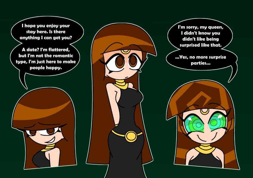 aged_up altered_common_sense alternate_costume belt brown_eyes brown_hair charlotte_emily crossover dress english_text eyebrows_visible_through_hair eyelashes facial_markings femsub five_nights_at_freddy's green_eyes happy_trance hourglass_figure hypnoscream long_hair pov_dom purification ring_eyes sailor_moon_(series) shiny_hair sideboob smile solo speech_bubble straight-cut_bangs symbol_in_eyes wide_hips