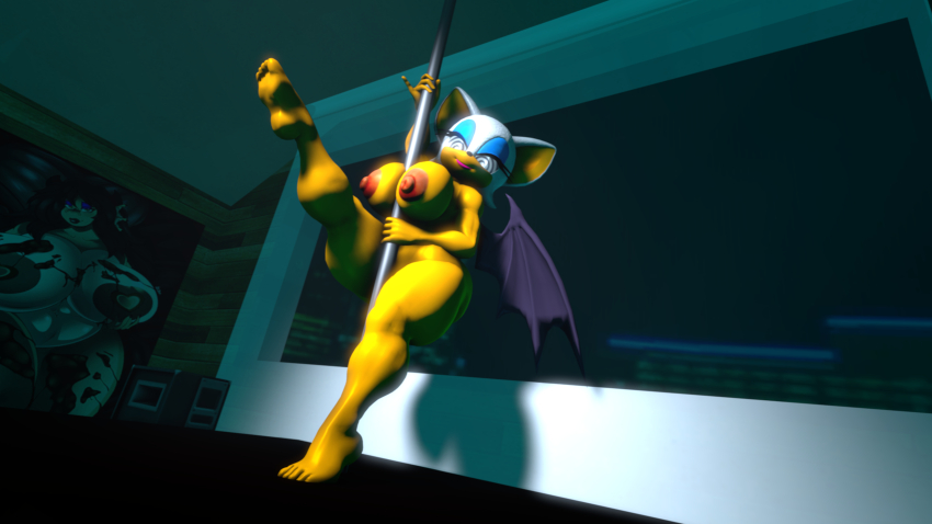 3d absurdres barefoot bat_girl bat_wings bottomless breasts female_only femsub furry happy_trance non-human_feet nude pole_dancing rouge_the_bat sonic_the_hedgehog_(series) sonicthebitch source_filmmaker spiral_eyes symbol_in_eyes tagme topless