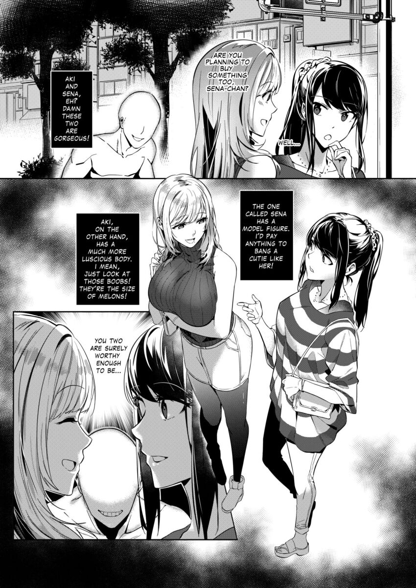 breasts comic duokuma female_only ghost greyscale hard_translated hyoui_lover large_breasts monochrome multiple_girls tagme text translated