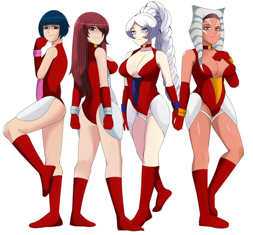 absurdres ahsoka_tano alien_girl ass blue_hair boots braid breasts bridgette_yoshida choker cleavage close_enough clothed collarbone crossover erza_scarlet fairy_tail femsub hair_covering_one_eye harem_outfit holding_breasts holding_hands istravas large_breasts leotard light_skin long_hair looking_at_viewer looking_back maledom mazinger_(series) multiple_girls multiple_subs opera_gloves ponytail posing red_hair rwby short_hair sideboob simple_background smirk star_wars tan_skin tentacles togruta twintails uniform very_long_hair weiss_schnee white_background white_hair