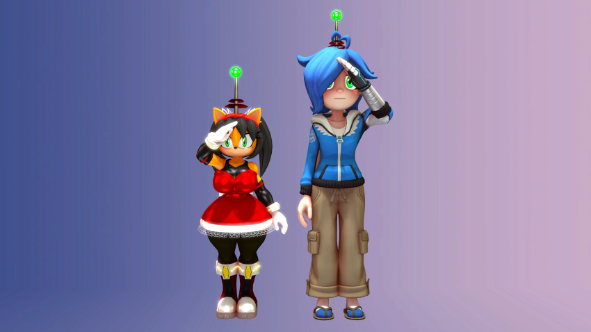 3d antenna femsub furry green_eyes honey_the_cat reepeep saluting smg4 sonic_the_hedgehog_(series) standing standing_at_attention tagme tari_(smg4) tech_control