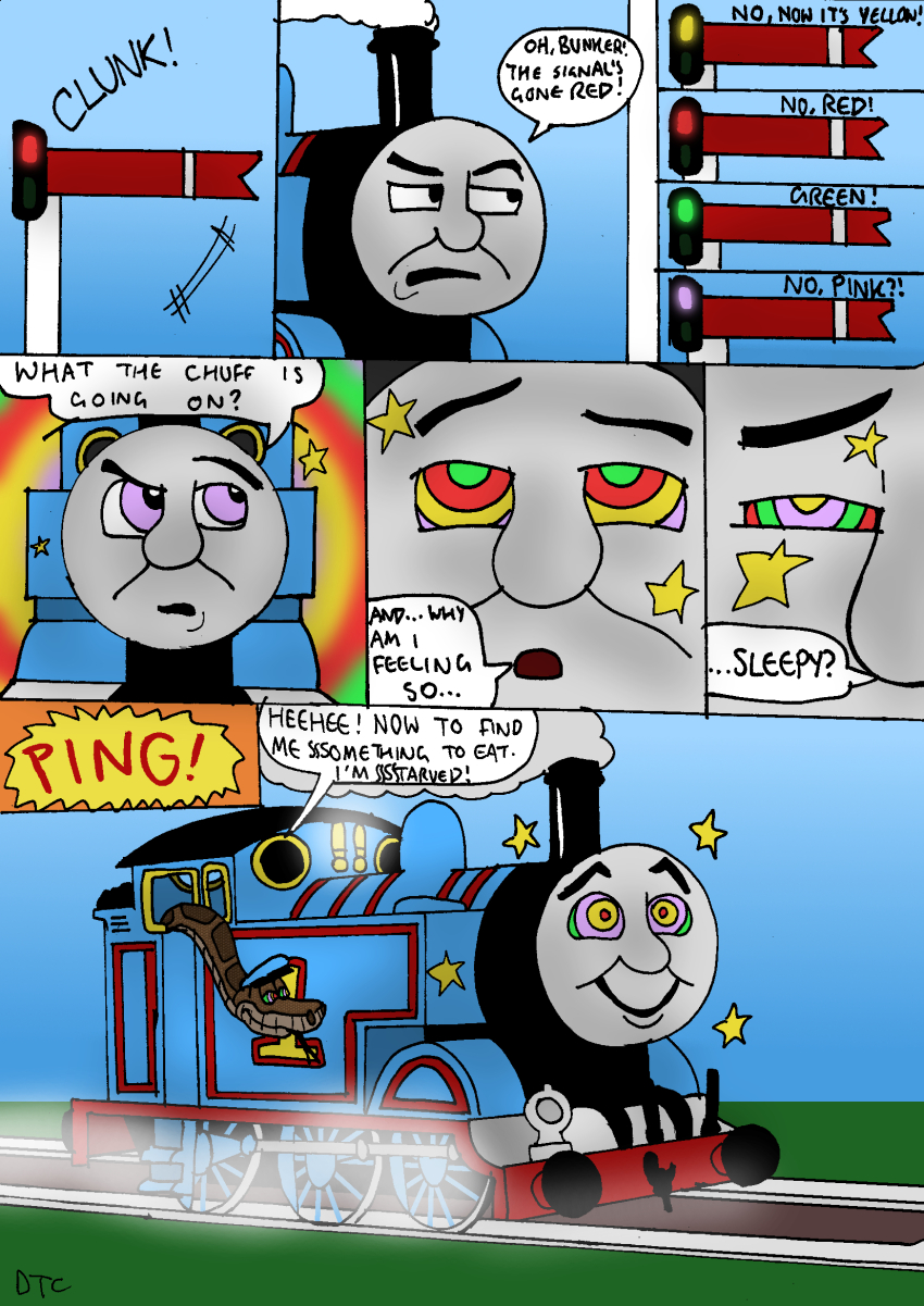 before_and_after comic dan-the-countdowner dazed disney eye_roll happy_trance hypnotic_light kaa kaa_eyes male_only maledom malesub ping snake text the_jungle_book thomas_and_friends thomas_the_tank_engine train