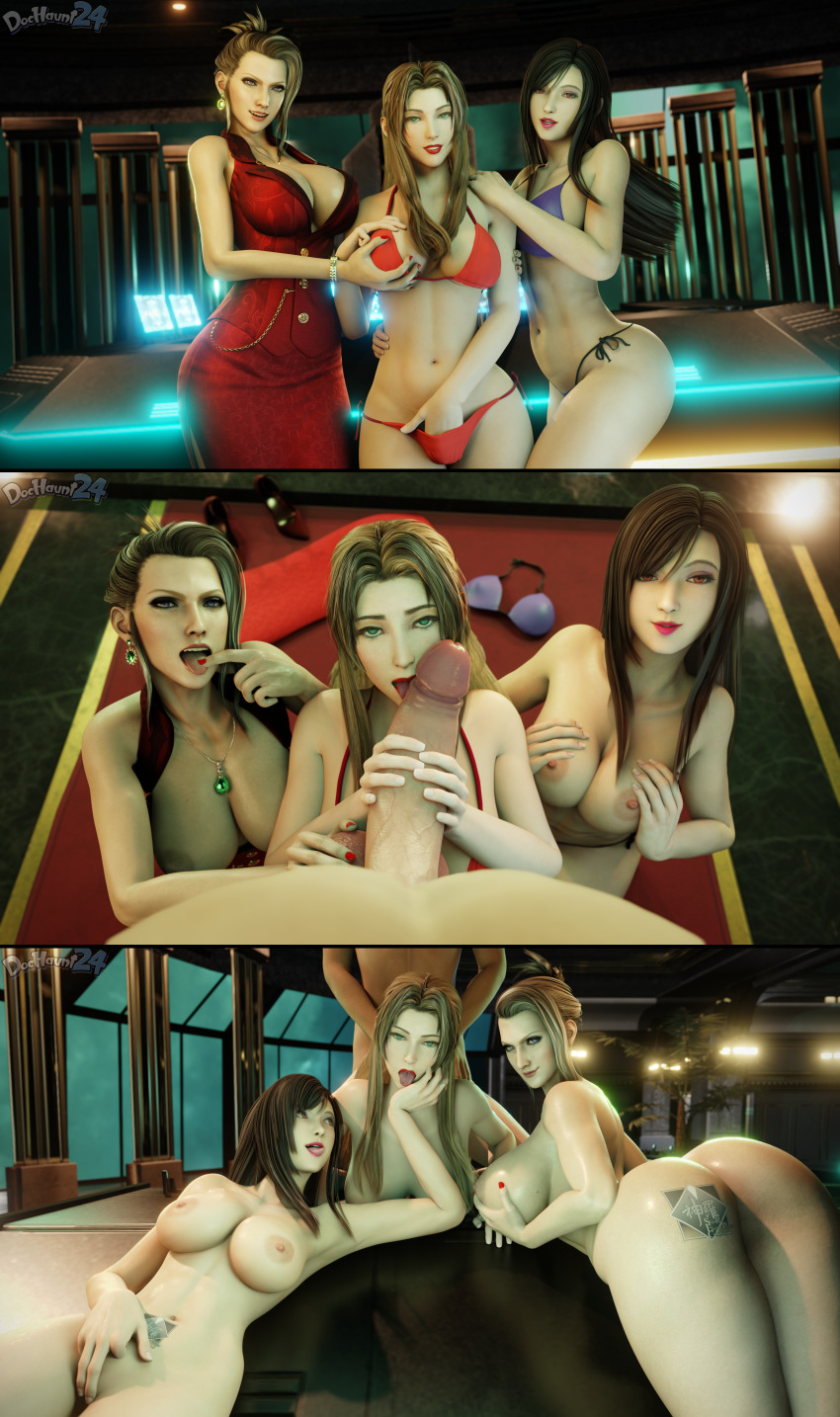 3d absurdres aerith_gainsborough ass bikini black_hair blue_eyes branded breast_fondling breast_grab breasts breasts_outside brown_hair comic dochaunt dress enemy_conversion fellatio femsub final_fantasy final_fantasy_vii finger_to_mouth green_eyes groping group_sex kneeling large_breasts licking lipstick long_hair looking_at_viewer maledom masturbation midriff nipples penis platinum_blonde_hair red_eyes scarlet_(ff7) sex smile square_enix tattoo thick_thighs thighs tifa_lockhart tongue tongue_out topless undressing watermark