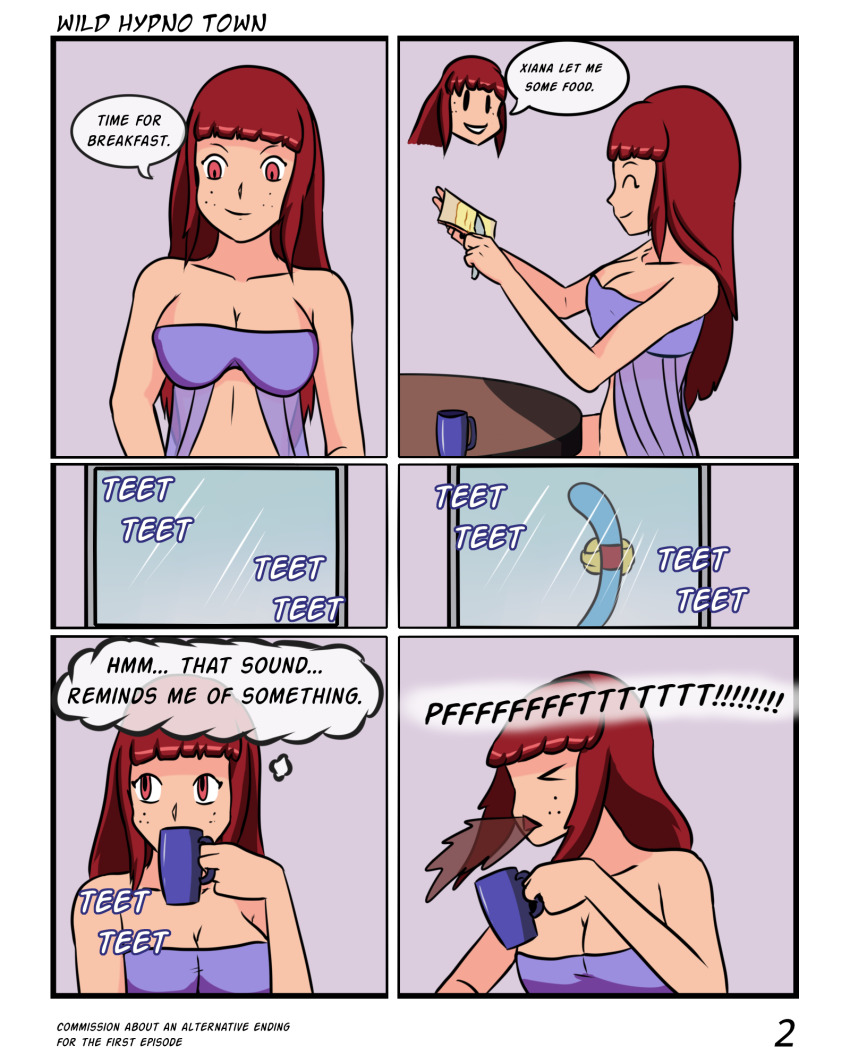 age_regression bottomless breasts comic femsub idpet lei_(idpet) nude open_mouth original red_eyes red_hair text topless
