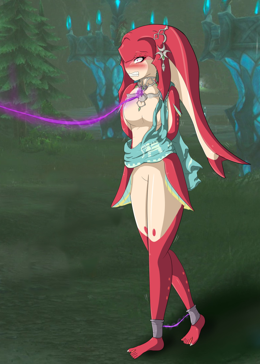 absurdres blush breasts breath_of_the_wild collar corruption female_only fish_girl furry glowing glowing_eyes mipha nintendo princess shaded-seraphim story the_legend_of_zelda yiga_clan zora