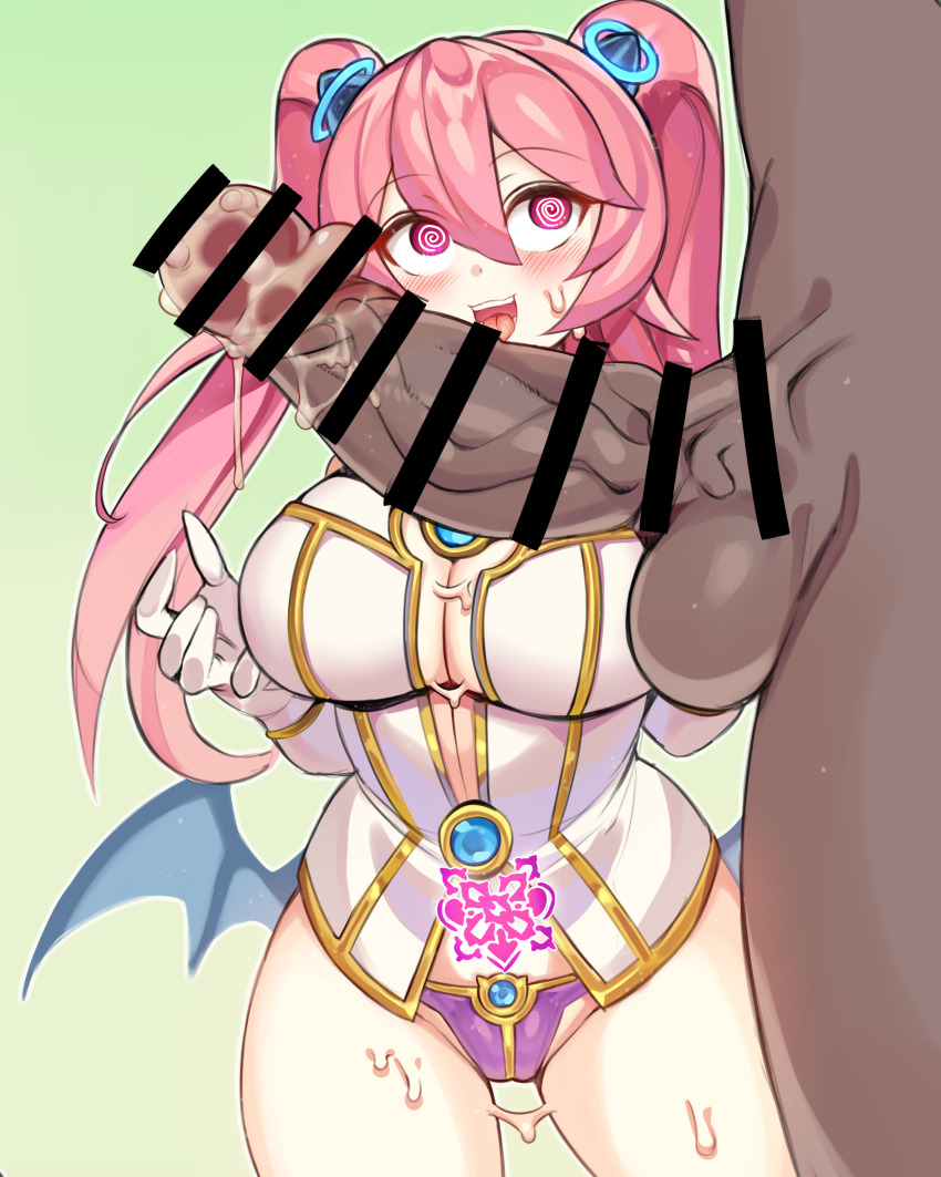 angelic_buster blush breasts cleavage confused ddg160 femsub gloves hair_ornament happy_trance huge_cock large_breasts long_hair magic maledom maplestory open_mouth panties penis pink_eyes pink_hair pussy_juice smegma smile spiral_eyes sweat symbol thick_thighs thighs twintails