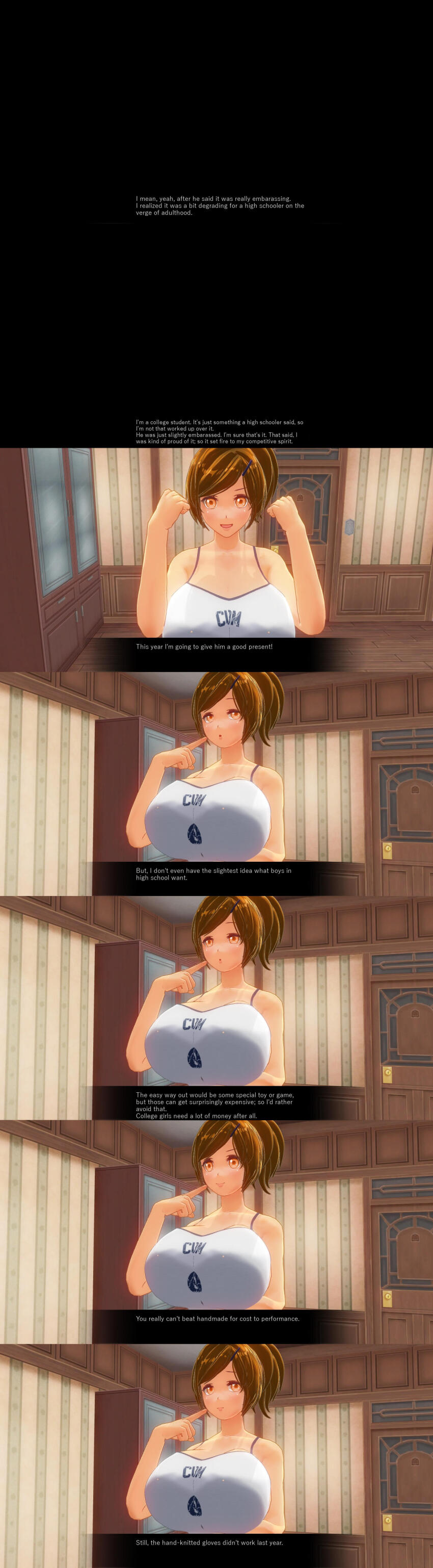 3d absurdres breasts brown_hair comic custom_maid_3d_2 english_text female_only hard_translated kamen_writer_mc large_breasts rika_(made_to_order) tech_control text translated