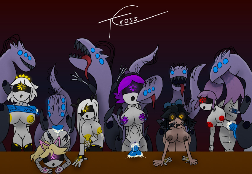 bestiality breasts cum cum_in_mouth cyn_(murder_drones) dazed doll_(murder_drones) drool expressionless femsub lizzy_(murder_drones) murder_drones non-human_penis nude robot robot_girl serial_designation_j serial_designation_v sex symbol_in_eyes tcross uzi_doorman