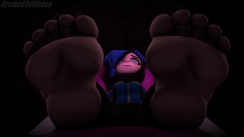 3d arcticchilifries dazed feet femsub foot_focus happy_trance sitting smg4 spiral_eyes tagme tari_(smg4) tech_control