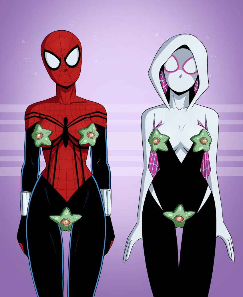 breasts costume female_only femsub gwen_stacy marvel_comics may_mayday_parker polmanning spider-girl spider-gwen spider-man_(series) starro super_hero