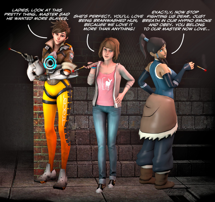 3d avatar_the_last_airbender black_hair brown_hair cigarette corruption dialogue female_pov femsub gloves happy_trance hypnotic_screen hypnotic_smoking korra legend_of_korra life_is_strange long_hair max_caulfield memetic_control nickelodeon open_mouth opera_gloves overwatch pov pov_sub resisting sexuality_change short_hair smirk smoke smoking smug supercasket surprised text tracer twintails western