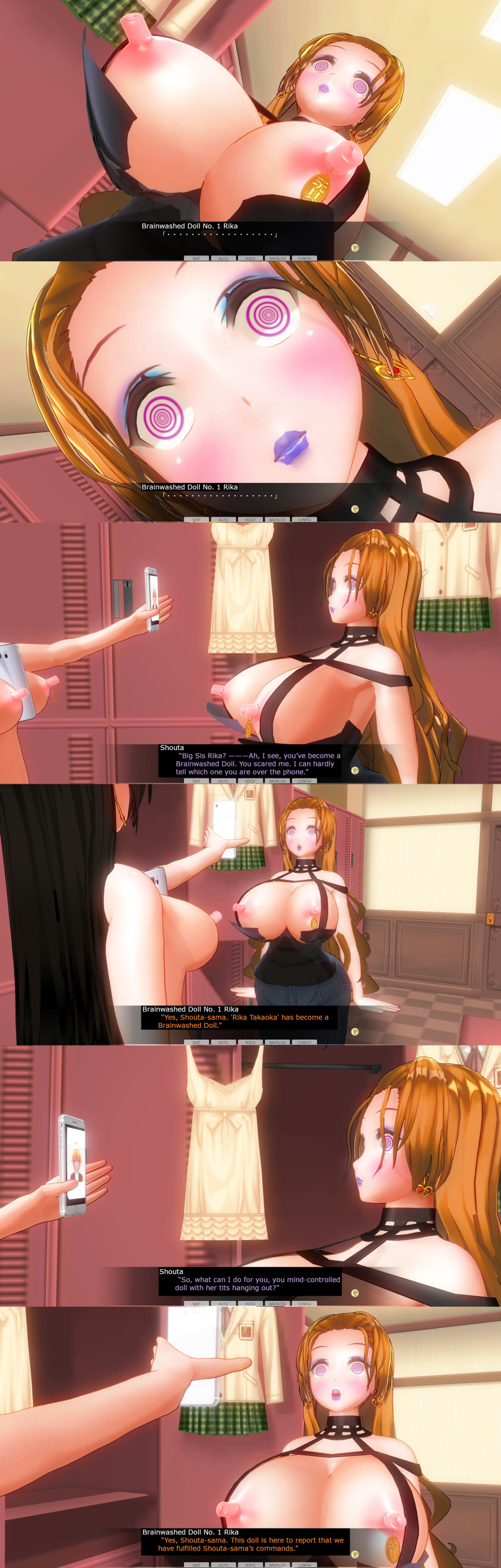 3d absurdres breasts comic custom_maid_3d_2 expressionless femsub hard_translated izumi_(made_to_order) kamen_writer_mc rika_(made_to_order) text