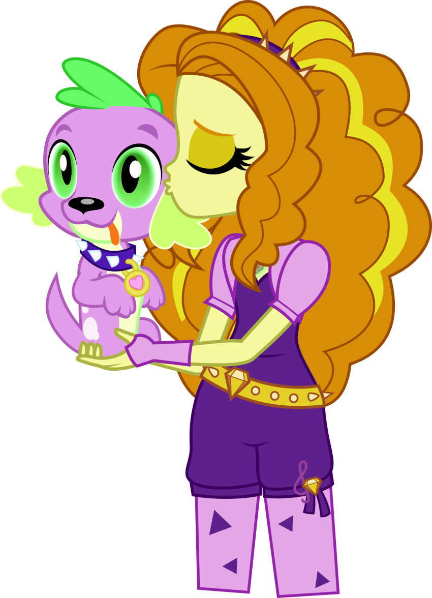adagio_dazzle blonde_hair equestria_girls femdom glowing glowing_eyes happy_trance hypnotic_kiss kissing long_hair malesub multicolored_hair my_little_pony orange_hair ponytail spike studded_collar tongue tongue_out xebck