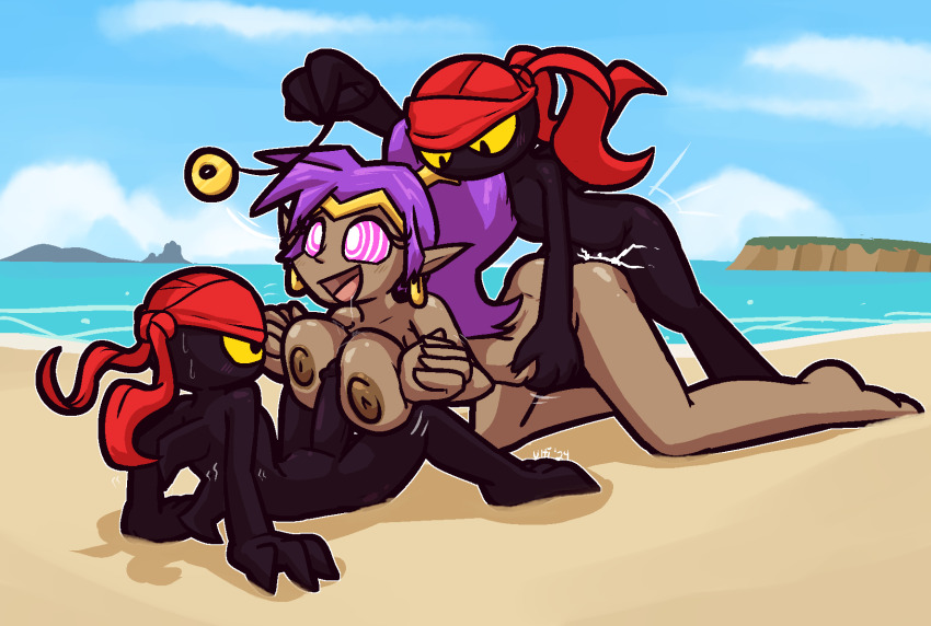 beach drool femsub from_behind happy_trance large_breasts maledom nude paizuri pendulum penis sex shantae shantae_(series) tinkerbat ultilix wayforward