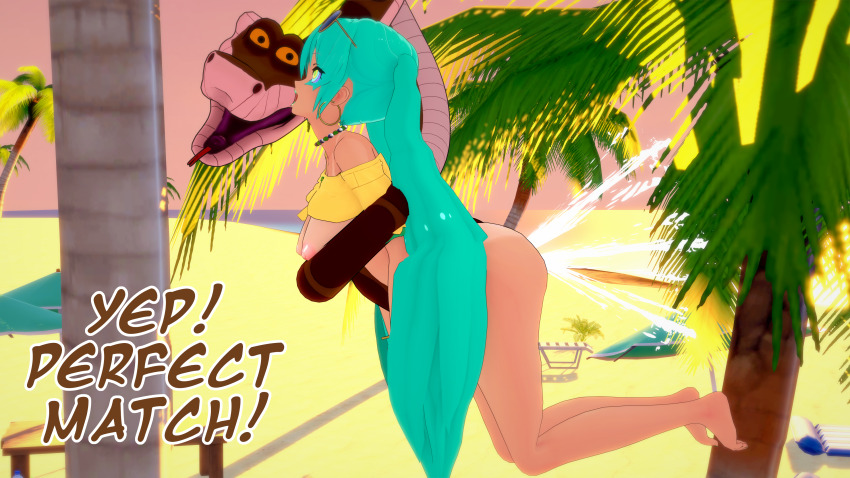 3d beach blue_hair brazilian_miku coils crop_top cum cum_in_pussy disney english_text femsub hypnotic_eyes kaa kaa_eyes koikatsu! maledom miku_hatsune sex snake sunglasses tan_skin text thatguysly the_jungle_book twintails vaginal vocaloid