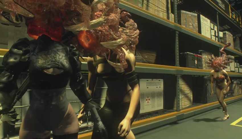 3d bikini bikini_top boots breasts corruption dead_source death female_only femsub gloves leggings leotard multiple_girls multiple_subs nemesis_alpha nier_automata nightmare_fuel parasite rermodv resident_evil resident_evil_3_remake standing tentacles thigh_boots thighhighs video_game vore yorha_no._2_type_b zombie_walk