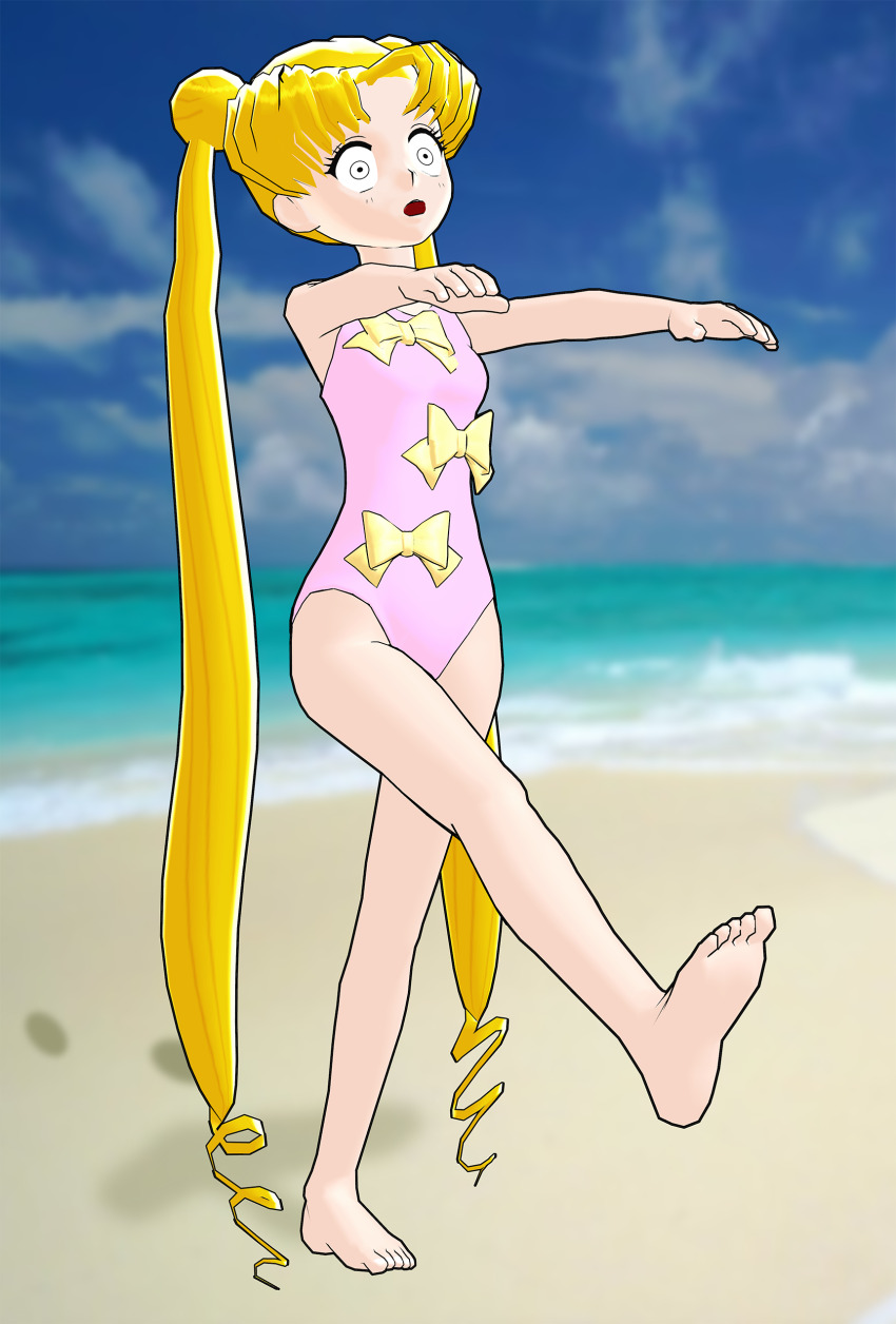 3d absurdres dazed empty_eyes expressionless female_only femsub karma-x long_hair open_mouth sailor_moon sailor_moon_(series) swimsuit twintails zombie_walk