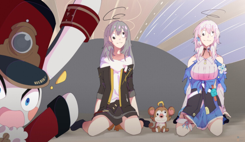 ahoge black_eyes breasts choker dazed femsub gojulas honkai_star_rail humor hypnovember kneeling legs march_7th_(honkai_star_rail) monkey multiple_girls multiple_subs pom-pom_(honkai_star_rail) slumbernana_monkey_(honkai_star_rail) stelle_(honkai_star_rail) tagme unfocused_eyes