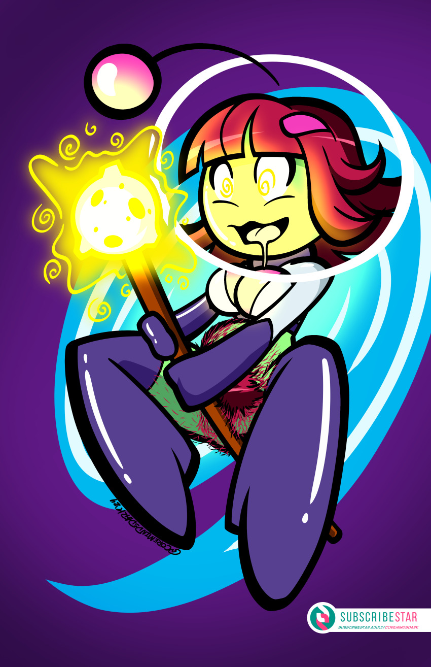 coremindsdark green_skin hypnotic_light luna_(mighty_milky_way) mighty_milky_way red_hair spiral_eyes tagme