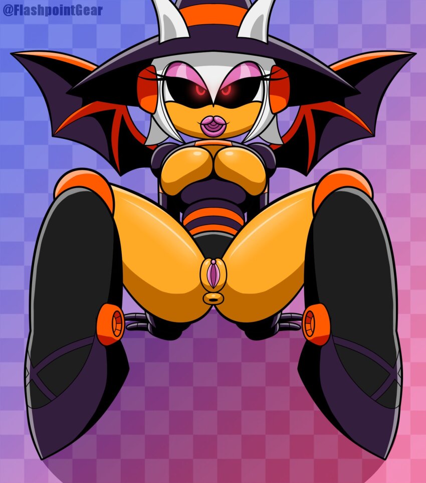 anus ass bat_girl bimbofication breasts dollification femsub flashpointgear furry halloween huge_ass large_breasts lipstick open_mouth pussy robot robot_girl robotization rouge_the_bat sonic_the_hedgehog_(series) spread_legs transformation witch witch_hat