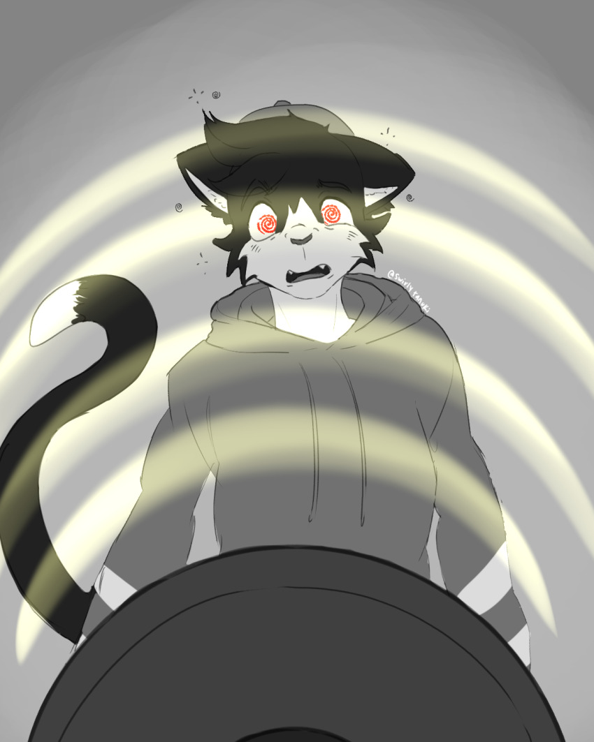cat_boy confused dazed greyscale hat hoodie hypno_beam hypnotic_gun jacket jimmy_neutron_(series) male_only malesub open_mouth original outlet_(iamaneagle) pov_dom raygun short_hair simple_background sketch spiral_eyes standing swirlytanuki tech_control tongue