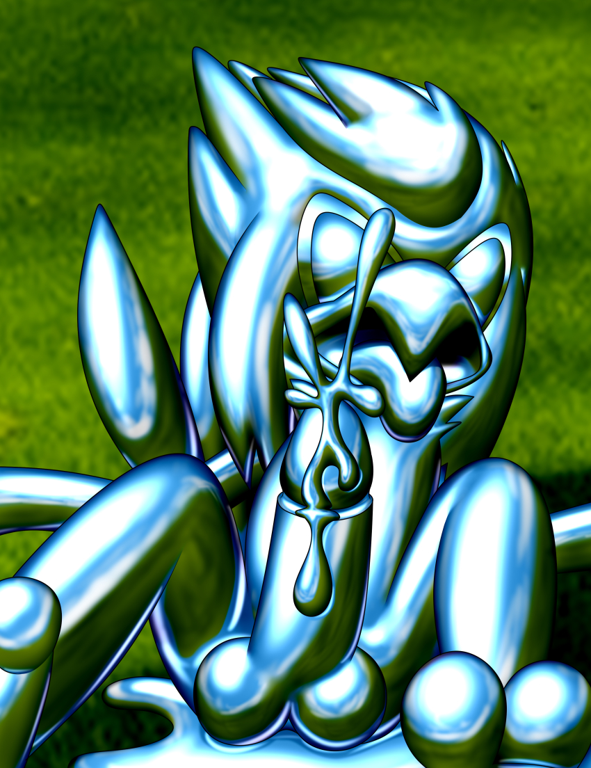 absurdres cum furry liquid_metal male_only malesub penis robotization shiny_skin silverslime simple_background sonic_the_hedgehog_(series) transformation unusual_cum
