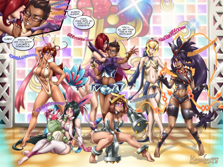 absurdres barefoot breasts cosplay costume dark_skin delia_ketchum dialogue elesa feet female_only femdom femsub gloves happy_trance harem heart heart_eyes iris large_breasts licking may mezzberry midriff multiple_girls nail_polish nintendo open_mouth opera_gloves pet_play pink_eyes pokemon pokemon_(anime) pokemon_black_and_white pokemon_ruby_sapphire_and_emerald pokemon_x_and_y smile stage stage_hypnosis symbol_in_eyes text twintails valerie_(pokemon)