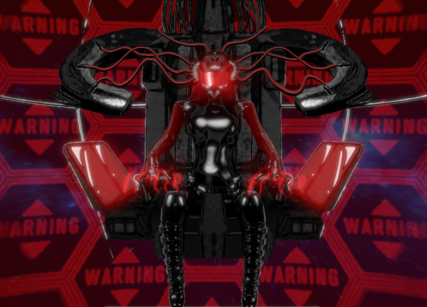 ai_art before_and_after bodysuit boots brain_drain breast_expansion breasts cables chair corruption dead_source electricity face_mask female_only femsub latex long_hair looking_at_viewer mask red_hair restrained royalmecha_(generator) rubber sitting solo tech_control tight_clothing visor wires