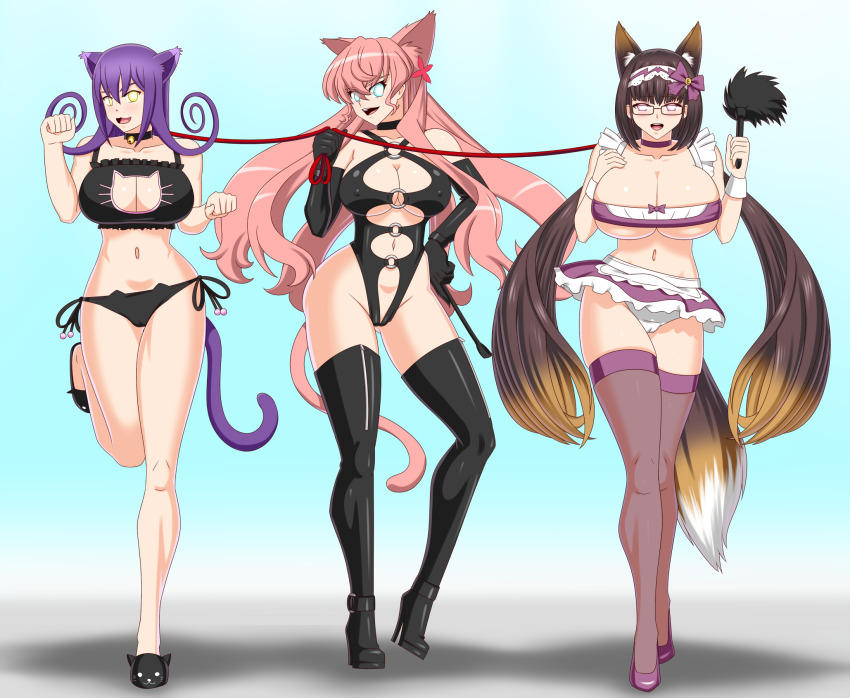 alternate_costume animal_ears bell_collar black_panties blair bluebullpen boots breasts brown_hair cameltoe cat_ears cat_girl cat_tail choker cleavage collar collarbone dog_ears dog_girl dominatrix erect_nipples evil_smile fate/grand_order fate_(series) feather_duster female_only femdom femsub fox_ears fox_girl fox_tail gloves glowing glowing_eyes hair_ornament hair_ribbon happy_trance huge_breasts large_breasts large_hips latex leash long_hair maid maria_cadenzavna_eve midriff multiple_girls multiple_subs navel open_mouth opera_gloves osakabe-hime panties pantyhose pink_hair purple_hair senki_zesshou_symphogear shoes skirt smile soul_eater tail thigh_boots thighhighs thighs tongue twintails underboob underwear white_panties