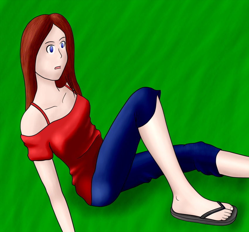 blue_eyes brown_hair changer empty_eyes expressionless female_only femsub sandals