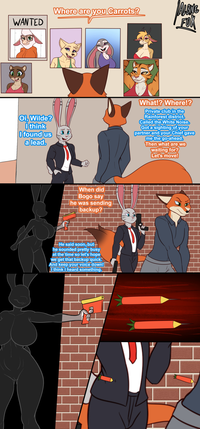 albinefoxxo comic corruption dart dialogue disney drugged evil_smile exposed_chest furry jack_savage_(zootopia) judy_hopps nick_wilde text western zootopia