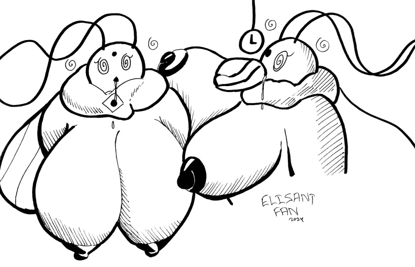 antenna breasts bug_fables bug_girl drool elizantfan erection fellatio femsub furry hyper_breasts insect monochrome nipples penis pocket_watch queen_bianca signature spiral_eyes spiralwash_eyes white_background wings