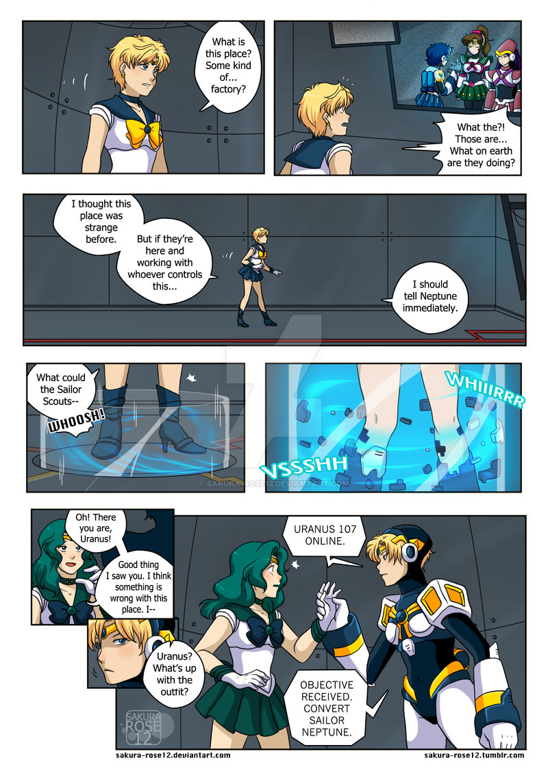 comic robotization sailor_jupiter sailor_mars sailor_mercury sailor_moon_(series) sailor_neptune sailor_uranus sakurarose12 tech_control transformation