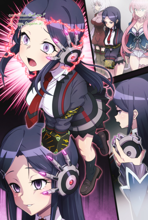 angry black_hair cleavage clothed dress empty_eyes femdom femsub hairpin hypnotized_hypnotist jacket long_hair maria_cadenzavna_eve open_mouth original pink_hair purple_eyes restrained school_uniform senki_zesshou_symphogear shoes shorts signature silver_hair skirt smile surprised tech_control tie uganda very_long_hair yukine_chris