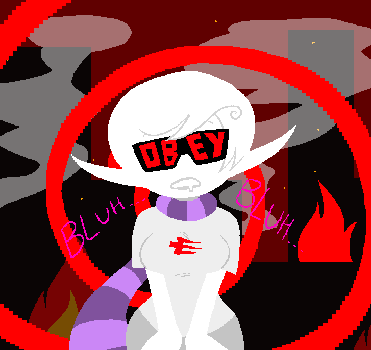 betty_crocker bondage coils drool femsub homestuck ravlemon roxy_lalonde spiral spiral_background tech_control tentacles text visor