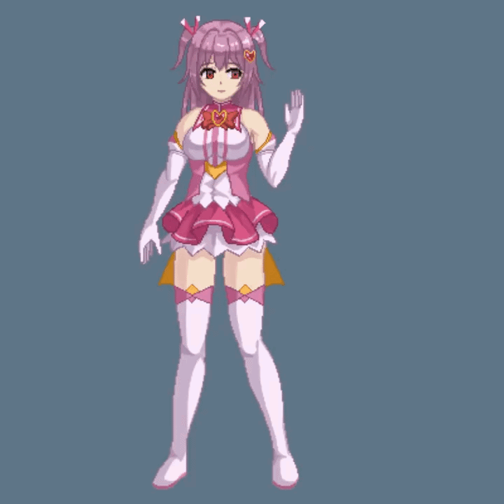 aisei_tenshi_love_mary akari_asahina alternate_costume animated animated_gif ass bangs bare_shoulders boots bottomless bouncing_breasts bow bow_tie breasts chaza_matudaira cleavage empty_eyes femsub gloves hair_ornament happy_trance large_breasts leotard long_hair magical_girl navel opera_gloves pink_hair pixel_art red_eyes simple_background standing thigh_boots thighhighs topless torn_clothes transformation twintails