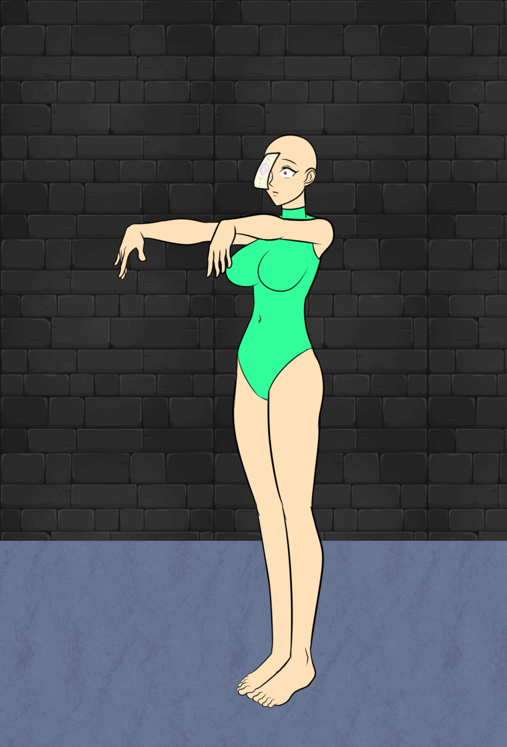animated animated_gif bald bouncing_breasts femsub jiangshi katsiika shrunken_irises tagme your_character_here
