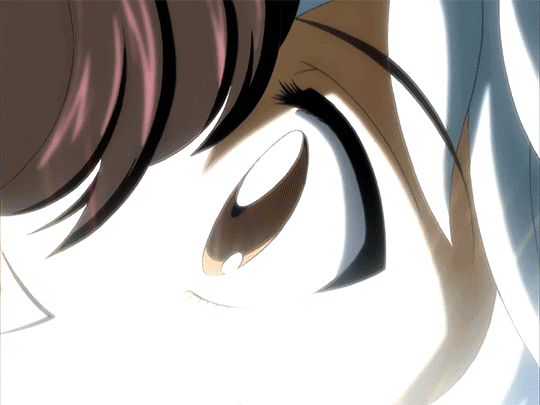 animated animated_gif ballerina blue_eyes brown_eyes empty_eyes expressionless eye_color_change femdom heavy_eyelids hypnotic_object kissing kneeling malesub mytho_(princess_tutu) official princess_kraehe princess_tutu screencast