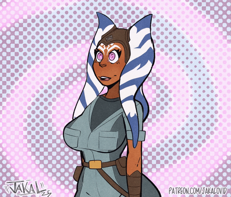 ahsoka_tano alien alien_girl animated animated_gif bimbofication breast_expansion jakalovid large_breasts spiral_eyes star_wars