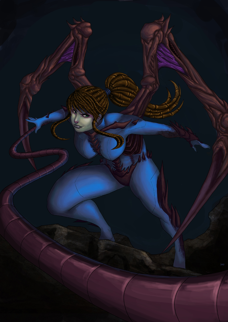 alien alien_girl bodysuit corruption female_only femsub funeralwind legs metroid_(series) nintendo ponytail samus_aran solo starcraft tentacles transformation zero_suit