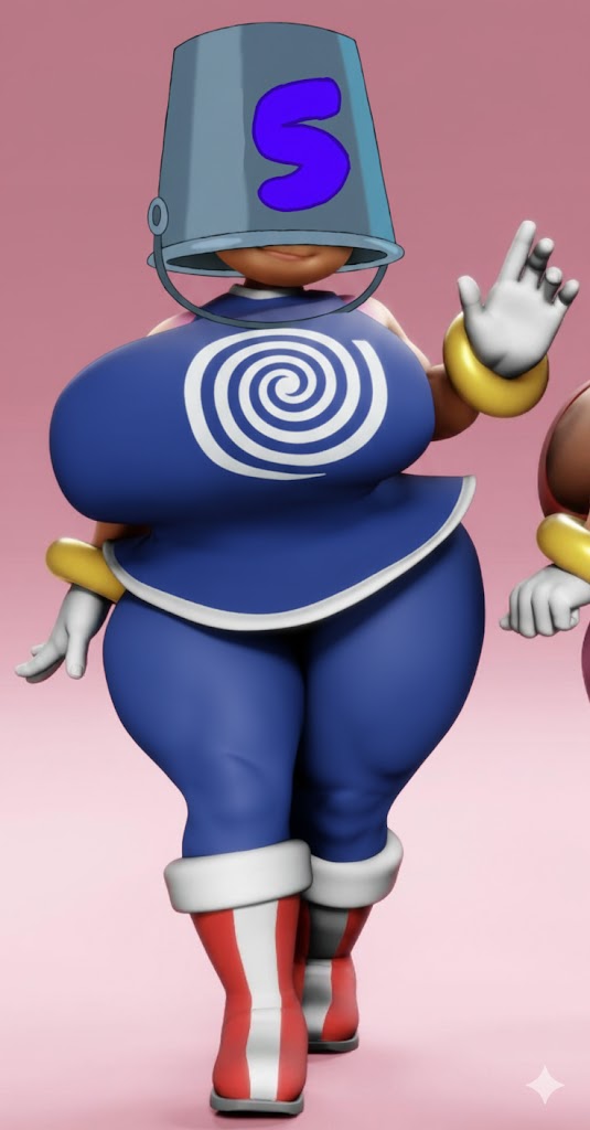 ai_art amy_rose bucket_helmet hedgehog_girl sonic_the_hedgehog_(series) spongebob_squarepants_(series) tech_control