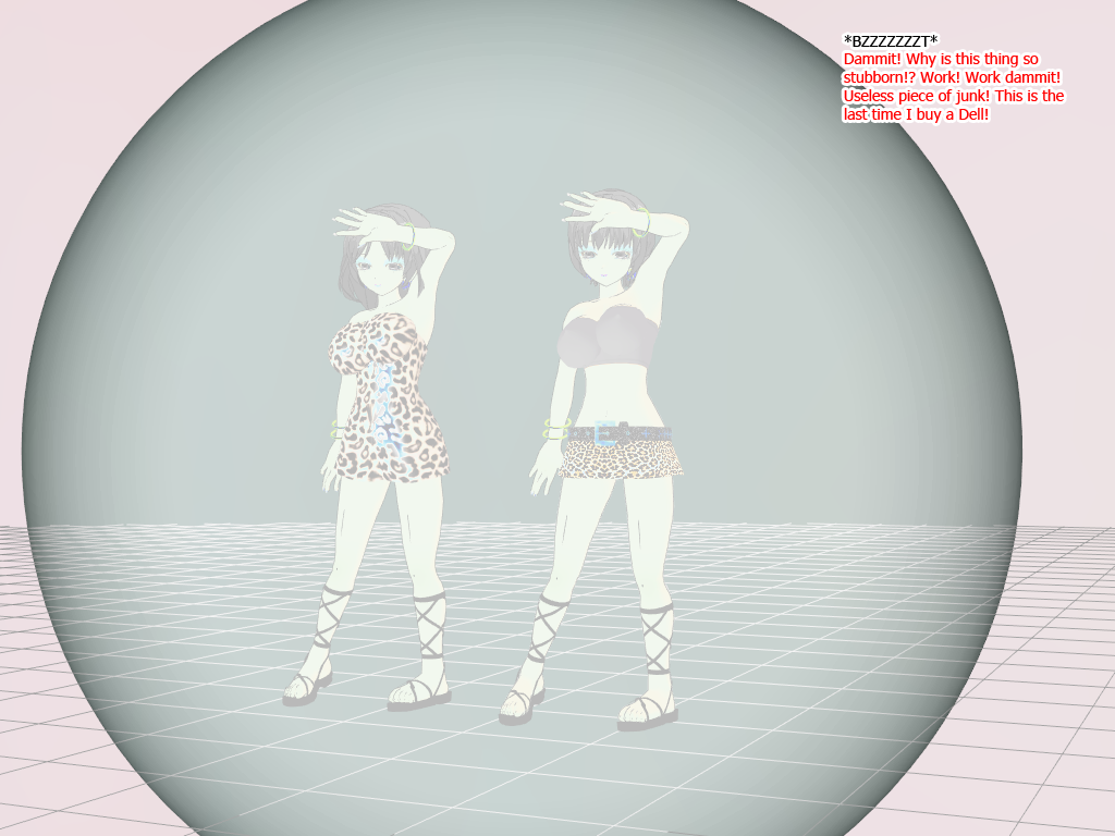 3d 3d_custom_girl belt bimbofication black_hair crop_top dress henshin-san inverted_colors makeup miniskirt multiple_girls multiple_subs sandals short_hair simple_background tan_skin text