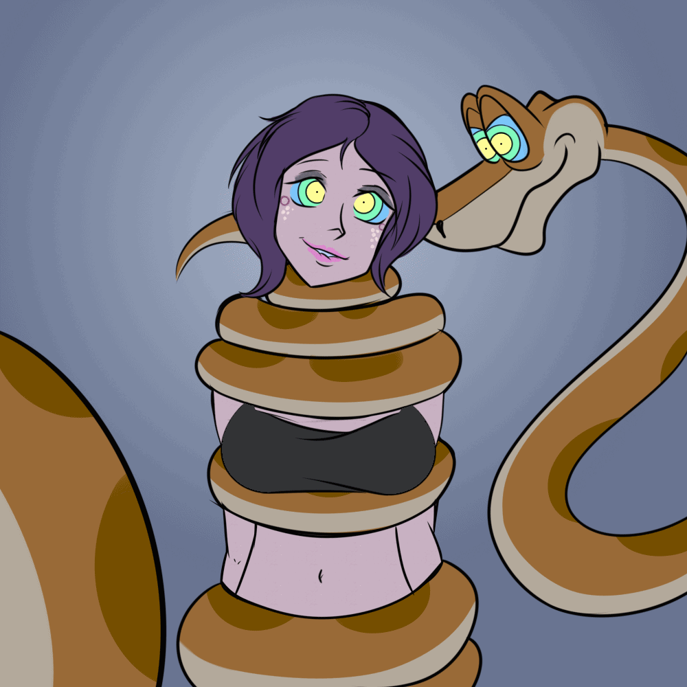 animated animated_eyes_only animated_gif black_bra coils disney femsub kaa kaa_eyes katsiika lip_biting maledom mass_effect purple_hair purple_skin snake tali&#039;zorah_nar_rayya the_jungle_book