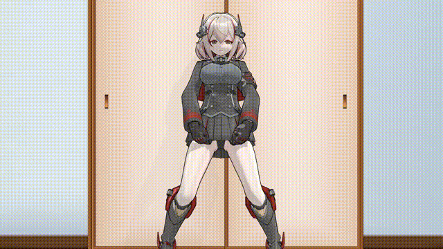 3d airmotor angry animated animated_gif arm_bands azur_lane black_panties black_skirt blonde_hair breasts clothed eye_roll female_only femsub fractionation hair_ornament horns knee-high_boots looking_at_viewer military_uniform mmd multicolored_hair panties prosthetic_limb red_hair roon_(azur_lane) short_hair skirt skirt_lift smile standing surprised underwear upskirt wink