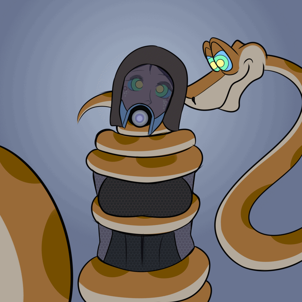 animated animated_eyes_only animated_gif black_bra coils disney femsub helmet kaa kaa_eyes katsiika maledom mass_effect purple_skin snake suit tali&#039;zorah_nar_rayya the_jungle_book visor