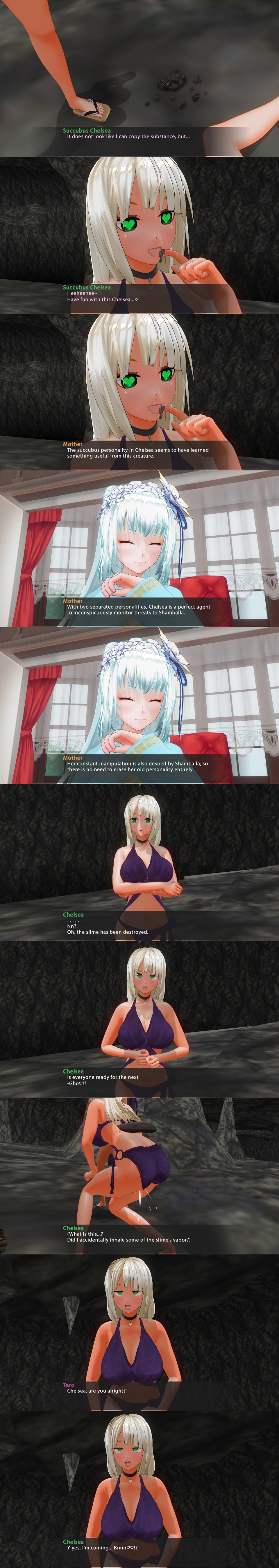 3d altered_common_sense altered_perception chelsea_(mc_trap_town) comic custom_maid_3d_2 dialogue english_text expressionless eye_roll female_only kamen_writer_mc mc_trap_town mother_(mc_trap_town) screenshot squirting succubus tech_control text unaware xlmpth