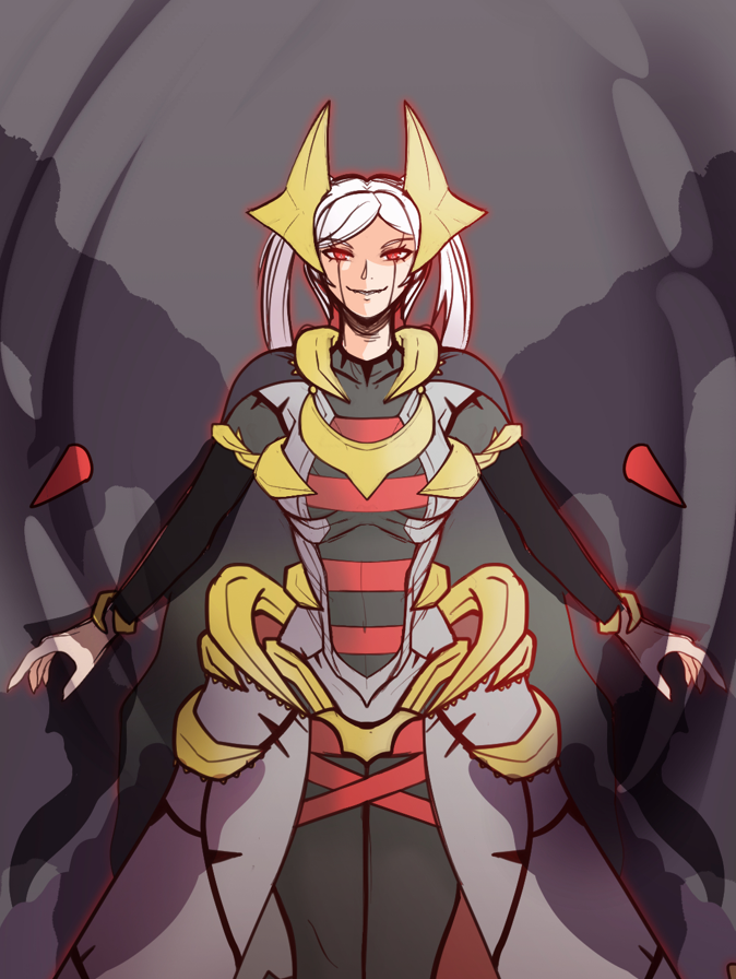 ailheim alternate_costume alternate_form aura breasts corruption evil_smile femsub fire_emblem fire_emblem_awakening fusion giratina glowing grima_(fire_emblem_awakening) happy_trance horns long_hair nintendo pokemon pokemon_diamond_pearl_and_platinum possession red_eyes robin_(fire_emblem_awakening) smile white_hair wings