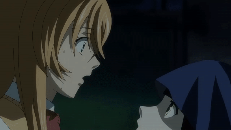 animated animated_gif black_hair brown_hair closed_eyes corruption empty_eyes female_only femdom femsub green_eyes hakufu_sonsaku hood hypnotic_kiss hypnotic_magic ikki_tousen ikki_tousen_great_guardians kissing magic official open_mouth orange_hair saji_genpou shrunken_irises trembling yuri