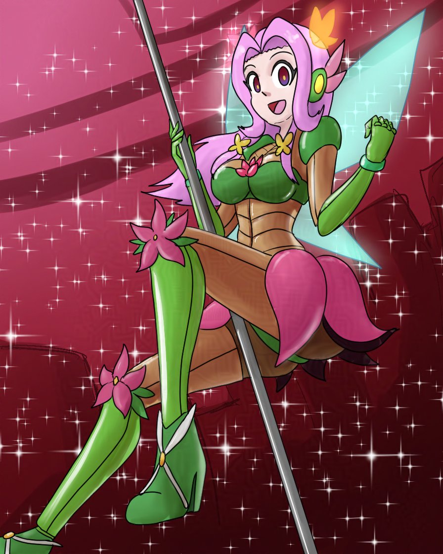armor cure_felice earpiece femsub flower flower_in_hair hair_ornament happy_trance headphones high_heels hypnotic_accessory kotoha_hanami long_hair mahou_tsukai_precure mythkaz pink_hair pole_dancing precure red_eyes skirt solo tagme tech_control wings